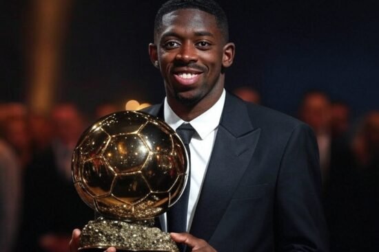 Une image de Ousmane Dembélé avec le Ballon D’or.