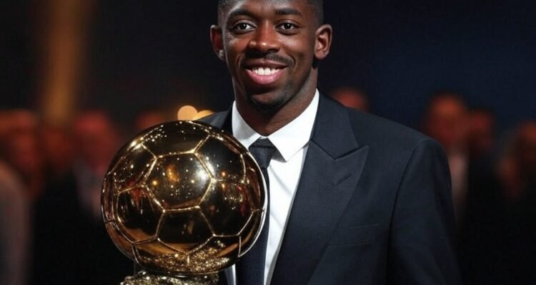 Une image de Ousmane Dembélé avec le Ballon D’or.
