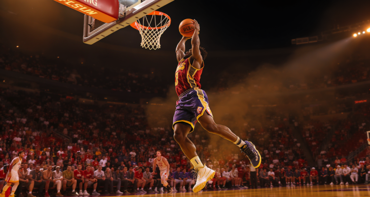 Stephen Curry en action sur le terrain de basketball durant un match