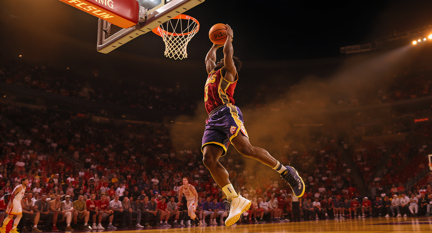 Stephen Curry en action sur le terrain de basketball durant un match