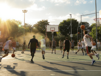 Joueurs de basketball en action illustrant les règles du jeu