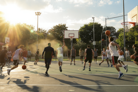 Joueurs de basketball en action illustrant les règles du jeu