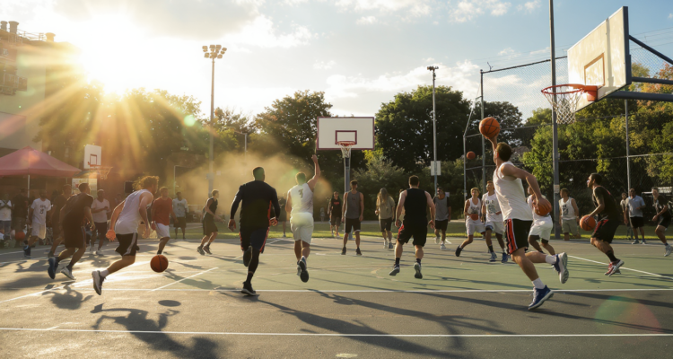 Joueurs de basketball en action illustrant les règles du jeu