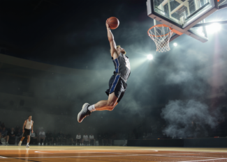 Joueur de basketball exécutant un tir pour marquer des points