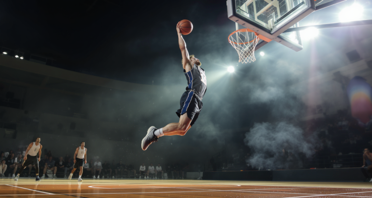 Joueur de basketball exécutant un tir pour marquer des points